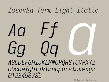 Iosevka Term Light Italic 3.0.0-rc.7图片样张