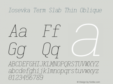 Iosevka Term Slab Thin Oblique 3.0.0-rc.7 Font Sample