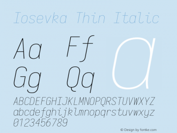 Iosevka Thin Italic 3.0.0-rc.7 Font Sample