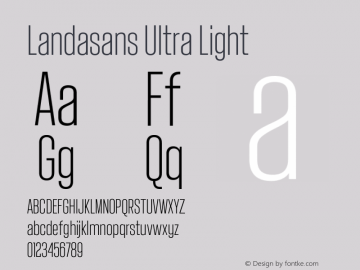 Landasans Ultra Light Version 2.001 Font Sample