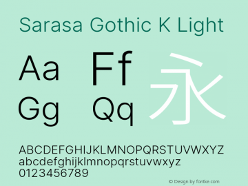 Sarasa Gothic K Light Version 0.12.5; ttfautohint (v1.8.3) Font Sample