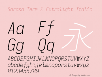 Sarasa Term K Extralight Italic Version 0.12.6; ttfautohint (v1.8.3) Font Sample