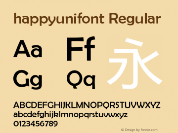 happyunifont Version 1.00 May 29, 2018, initial release Font Sample