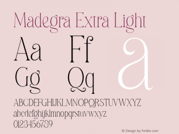 Madegra-ExtraLight Version 1.000 Font Sample