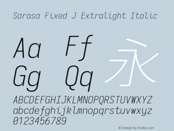 Sarasa Fixed J Extralight Italic 图片样张