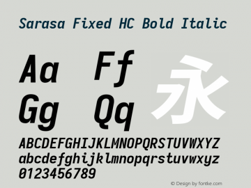 Sarasa Fixed HC Bold Italic  Font Sample