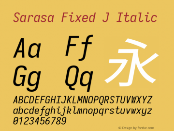 Sarasa Fixed J Italic  Font Sample