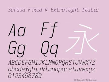 Sarasa Fixed K Extralight Italic Version 0.12.6; ttfautohint (v1.8.3)图片样张