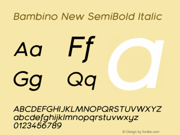 BambinoNew-SemiBoldItalic Version 1.000 Font Sample