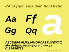 CASaygonText-SemiBoldItalic Version 1.047;hotconv 1.0.109;makeotfexe 2.5.65596 Font Sample
