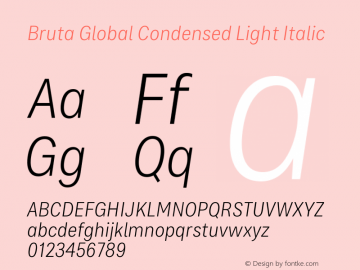 BrutaGlbCondensed-LightIt Version 1.030 | w-rip DC20180425 Font Sample