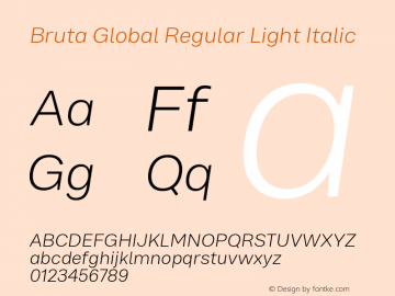 BrutaGlbRegular-LightIt Version 1.030 | w-rip DC20180425 Font Sample