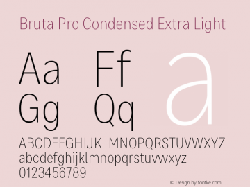 Bruta Pro Condensed Extra Light Version 1.030;PS 001.030;hotconv 1.0.88;makeotf.lib2.5.64775图片样张