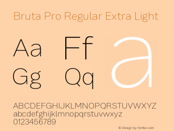 Bruta Pro Regular Extra Light Version 1.030;PS 001.030;hotconv 1.0.88;makeotf.lib2.5.64775 Font Sample