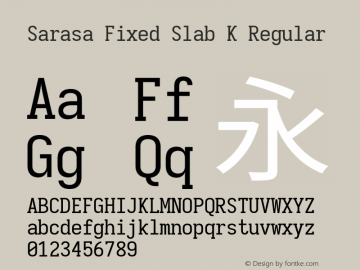 Sarasa Fixed Slab K Version 0.12.6; ttfautohint (v1.8.3) Font Sample