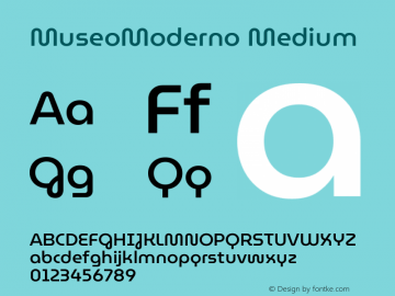 MuseoModerno Medium Version 1.001 Font Sample