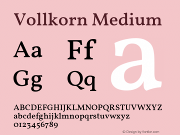 Vollkorn Medium Version 5.000; ttfautohint (v1.8.3) Font Sample