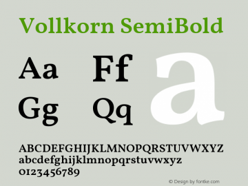 Vollkorn SemiBold Version 5.000; ttfautohint (v1.8.3) Font Sample