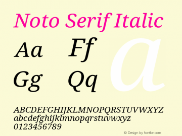 Noto Serif Italic Version 2.003图片样张