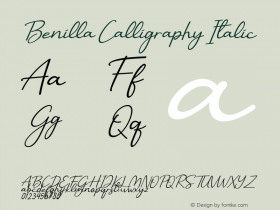 Benilla Calligraphy Italic Version 1.00;June 9, 2020;FontCreator 11.5.0.2430 32-bit Font Sample