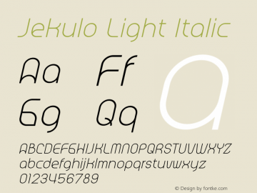 Jekulo Light Italic Version 1.001;Fontself Maker 3.5.1 Font Sample