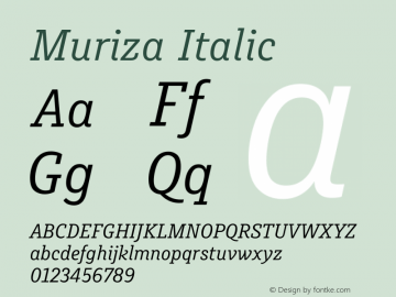 Muriza Italic Version 3.001 Font Sample
