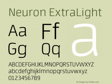 NeuronExtraLight Version 1.000 | w-rip DC20121110 Font Sample