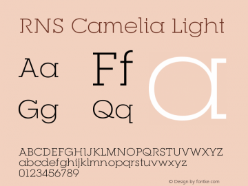 RNSCamelia-Light Version 2.001;PS 002.001;hotconv 1.0.88;makeotf.lib2.5.64775 Font Sample