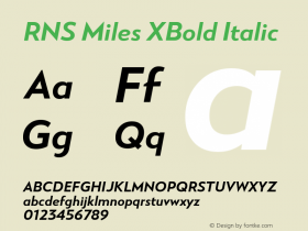 RNS Miles XBold Italic Version 1.001;PS 001.001;hotconv 1.0.70;makeotf.lib2.5.58329 Font Sample