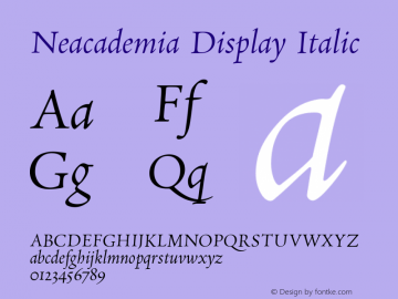 NeacademiaDisplay-Italic Version 5.000;PS 1.030;hotconv 1.0.88;makeotf.lib2.5.647800 Font Sample