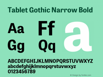 TabletGothicNarrow-Bold Version 1.000 Font Sample