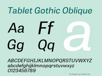 TabletGothic-Italic Version 1.002 Font Sample