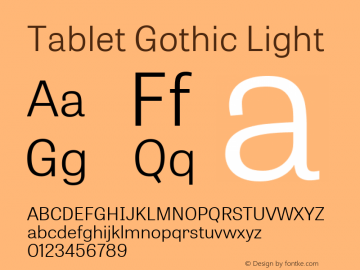 TabletGothicLt Version 1.000 Font Sample
