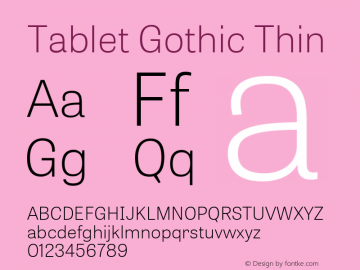 TabletGothic-Thin 1.000 Font Sample