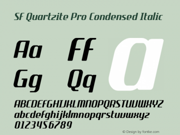 SFQuartzitePro-CondensedItalic Version 1.001 Font Sample