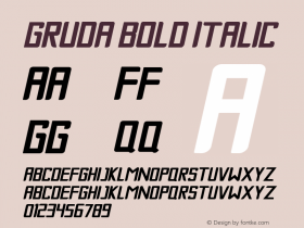 Gruda Bold Italic Version 1.000 Font Sample