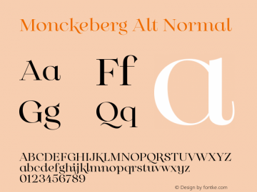 Monckeberg Alt Normal Version 1.000;PS 001.000;hotconv 1.0.88;makeotf.lib2.5.64775 Font Sample