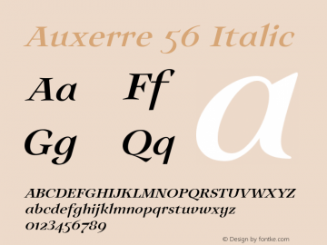 Auxerre 56 Italic Version 1.005 Font Sample