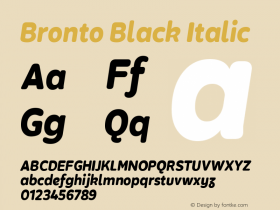 Bronto Black Italic Version 1.001;PS 001.001;hotconv 1.0.70;makeotf.lib2.5.58329 Font Sample