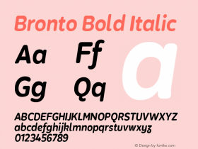 Bronto Bold Italic Version 1.001;PS 001.001;hotconv 1.0.70;makeotf.lib2.5.58329 Font Sample