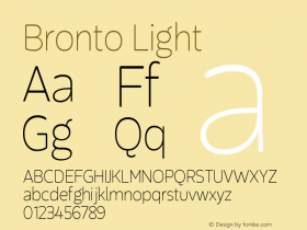 Bronto Light Version 1.001;PS 001.001;hotconv 1.0.70;makeotf.lib2.5.58329 Font Sample