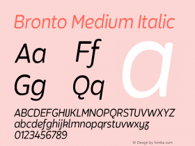 Bronto Medium Italic Version 1.001;PS 001.001;hotconv 1.0.70;makeotf.lib2.5.58329 Font Sample