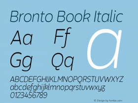 Bronto Book Italic Version 1.001;PS 001.001;hotconv 1.0.70;makeotf.lib2.5.58329 Font Sample