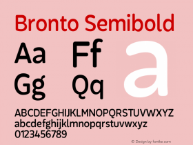 Bronto Semibold Version 1.001;PS 001.001;hotconv 1.0.70;makeotf.lib2.5.58329 Font Sample