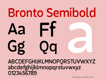 Bronto Semibold Version 1.001;PS 001.001;hotconv 1.0.70;makeotf.lib2.5.58329图片样张
