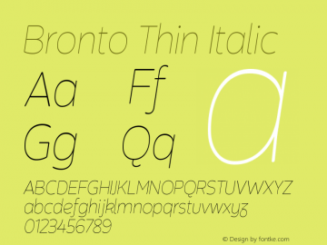 Bronto Thin Italic Version 1.001;PS 001.001;hotconv 1.0.70;makeotf.lib2.5.58329图片样张