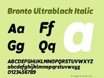 Bronto Ultrablack Italic Version 1.001;PS 001.001;hotconv 1.0.70;makeotf.lib2.5.58329图片样张