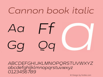 Cannon book italic Version 1.000;PS 001.000;hotconv 1.0.88;makeotf.lib2.5.64775 Font Sample