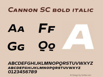 Cannon SC bold italic Version 1.000;PS 001.000;hotconv 1.0.88;makeotf.lib2.5.64775 Font Sample