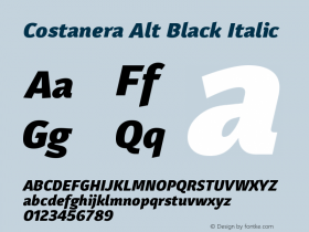 CostaneraAlt-BlackItalic Version 1.000;PS 001.000;hotconv 1.0.88;makeotf.lib2.5.64775图片样张